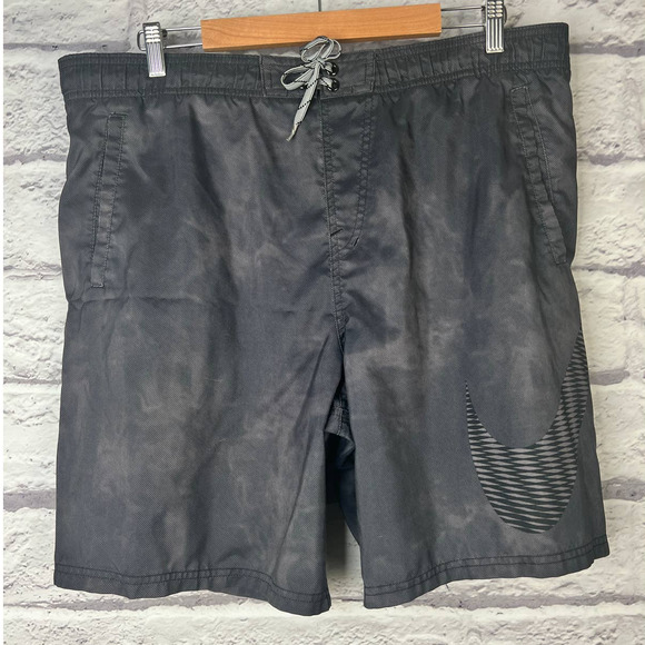 Vintage NIKE Men's L Swim Trunks Check Logo Mesh Lined Drawstring Retro Beach - Picture 2 of 6